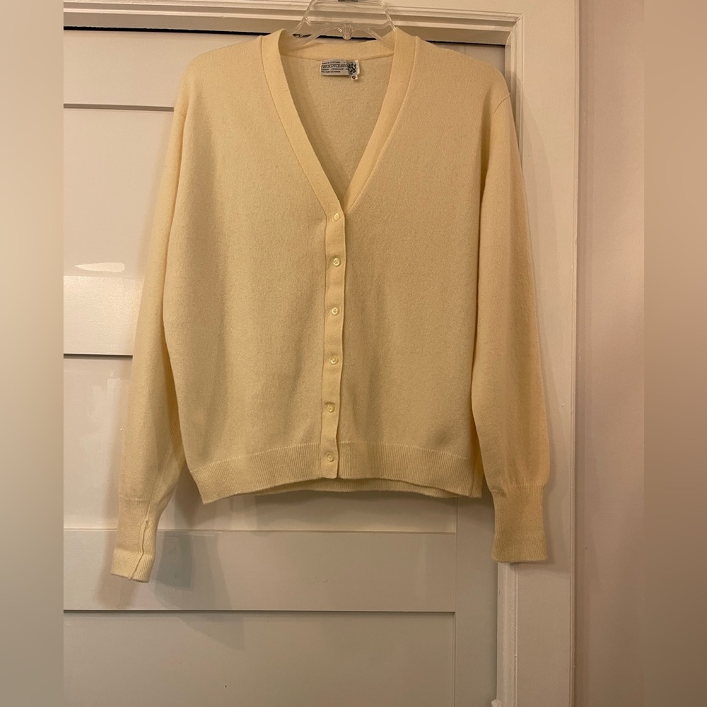 Vtg The Scotch House 100% Cashmere Cream Cardigan Sweater L Granny - Picture 2 of 7